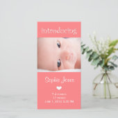 Carte photo de l'annonce de naissance d'une petite (Debout devant)