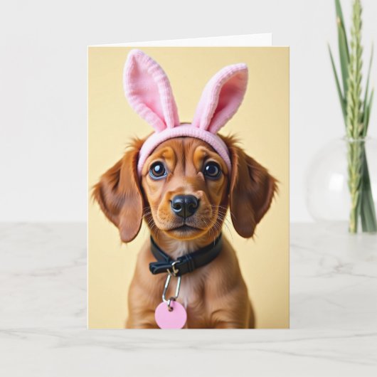 Carte photo de lapin aux oreilles de chiot mignon (Devant)