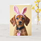 Carte photo de lapin aux oreilles de chiot mignon (Fleur jaune)
