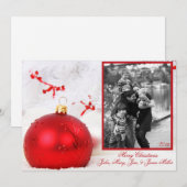 Carte photo de l'arbre blanc de l'ornement rouge (Devant / Derrière)