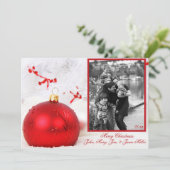 Carte photo de l'arbre blanc de l'ornement rouge (Debout devant)