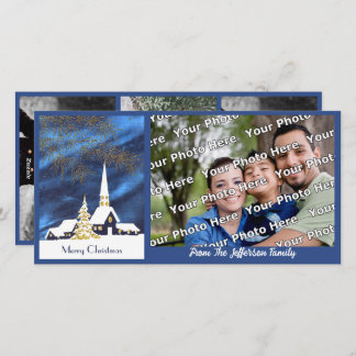 Carte photo de l'église de Noël Neige