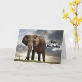 Carte Photo de l'éléphant de la faune Anniversaire (Fleur jaune)