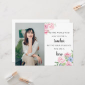 Carte photo de l'enseignant floral appréciation des élèv (Devant/Arrière en situation)