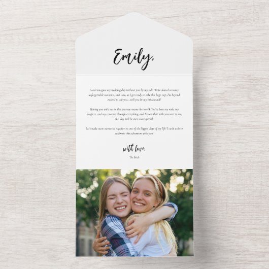 Carte photo de lettre de proposition de demoiselle (À l'intérieur)