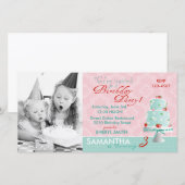 Carte photo de l'invitation de gâteau fraise (Devant / Derrière)