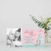 Carte photo de l'invitation de gâteau fraise (Debout devant)