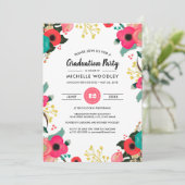 Carte photo de l'invitation de graduation florale  (Debout devant)