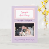 Carte photo de l'Mariage Anniversaire blanc et violet (Fleur jaune)