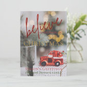 Carte photo de l'ornement du camion rouge de Noël (Debout devant)