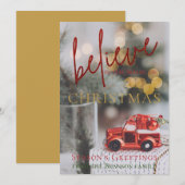 Carte photo de l'ornement du camion rouge de Noël (Devant / Derrière)