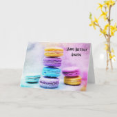 Carte Photo de macarons colorés d'anniversaire (Fleur jaune)