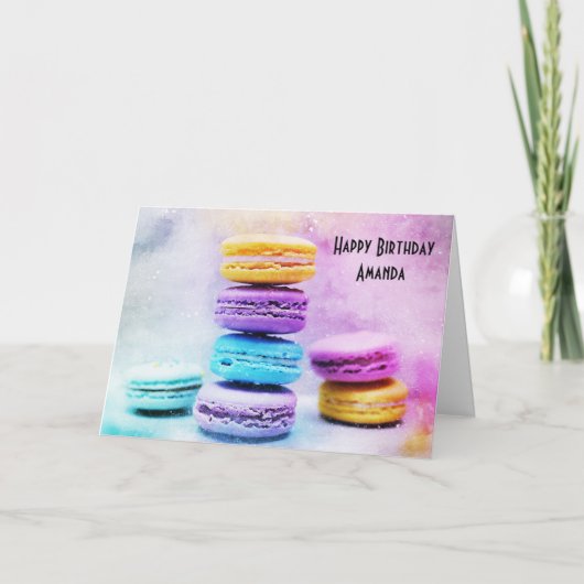 Carte Photo de macarons colorés d'anniversaire (Devant)