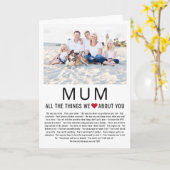 Carte Photo de maman Choses que nous aimons de vous Fête (Fleur jaune)