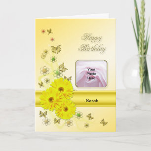 Carte photo de marguerites jaunes pour un annivers