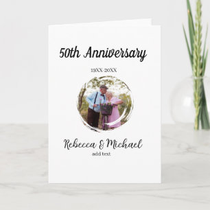 Carte photo de mariage 50e anniversaire nom année cercle