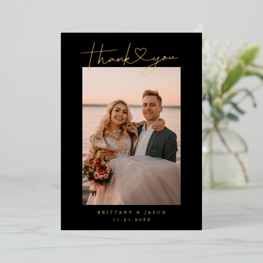 Carte photo de Mariage de coeur de script minimali (Debout devant)