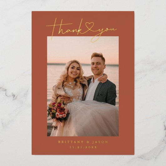 Carte photo de Mariage de coeur de script minimali (Recto)