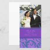 Carte photo de Mariage de Merci turquoise et viole (Devant / Derrière)
