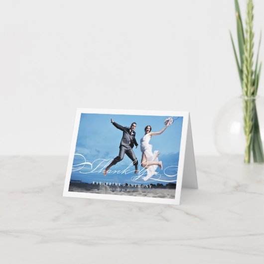 Carte photo de Mariage de script de Merci simple e (Devant)