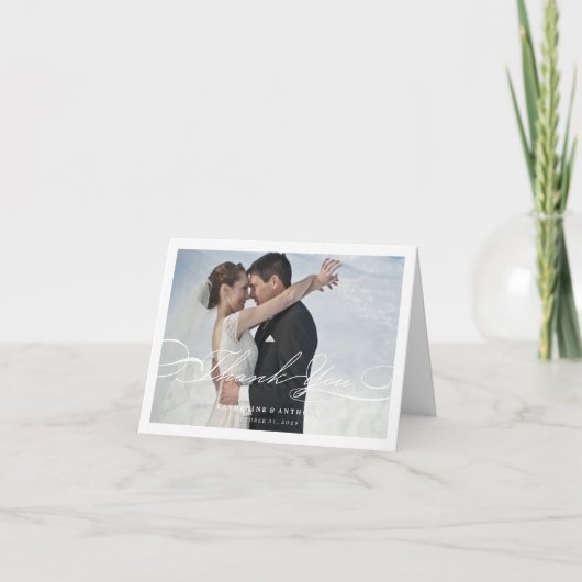 Carte photo de Mariage de script de Merci simple e (Devant)