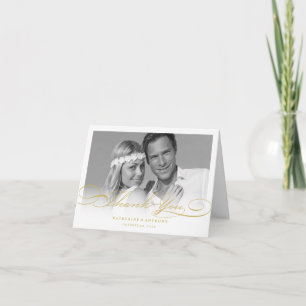Carte photo de Mariage de script de Merci simple e