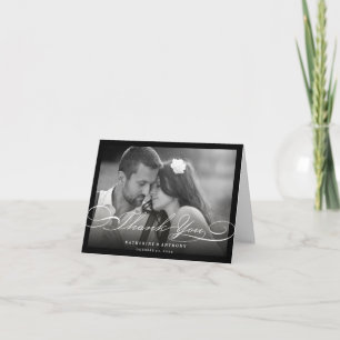Carte photo de Mariage de script de Merci simple e