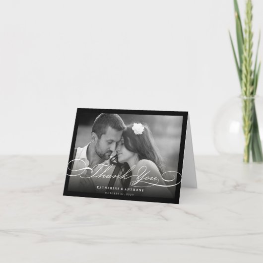 Carte photo de Mariage de script de Merci simple e (Devant)