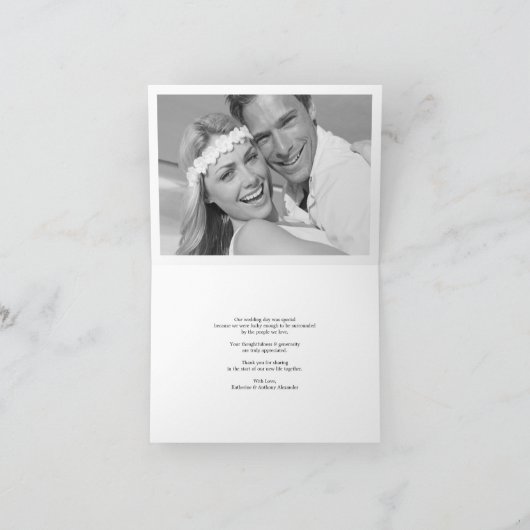 Carte photo de Mariage de script de Merci simple e (Intérieur)