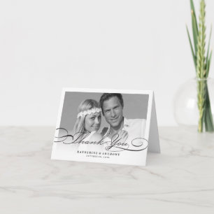 Carte photo de Mariage de script de Merci simple e