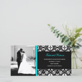 Carte photo de mariage en damas turquoise 311 (Debout devant)