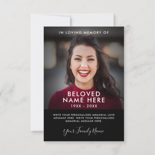 Carte photo de mémoire Merci funéraire Sympathy (Devant)