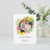 Carte photo de Merci avec le cadre de tournesol (Debout devant)