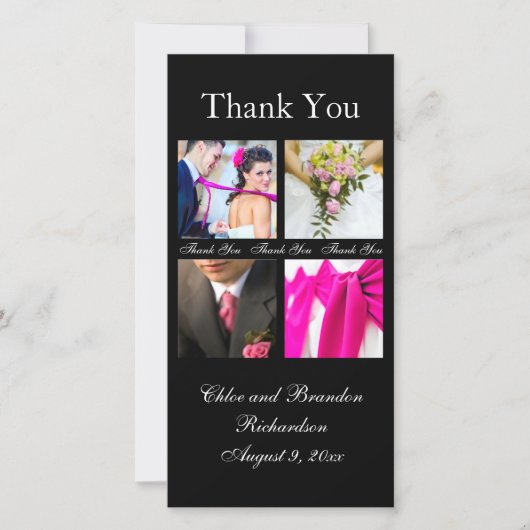 Carte photo de Merci Collage simple (noir) (Devant)