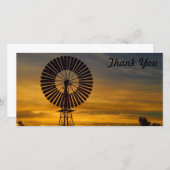 Carte photo de Merci - coucher du soleil de moulin (Devant / Derrière)