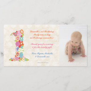 Carte photo de Merci d'anniversaire de bébé de