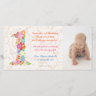 Carte photo de Merci d'anniversaire de bébé de