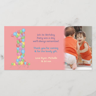 Carte photo de Merci d'anniversaire de bébé de