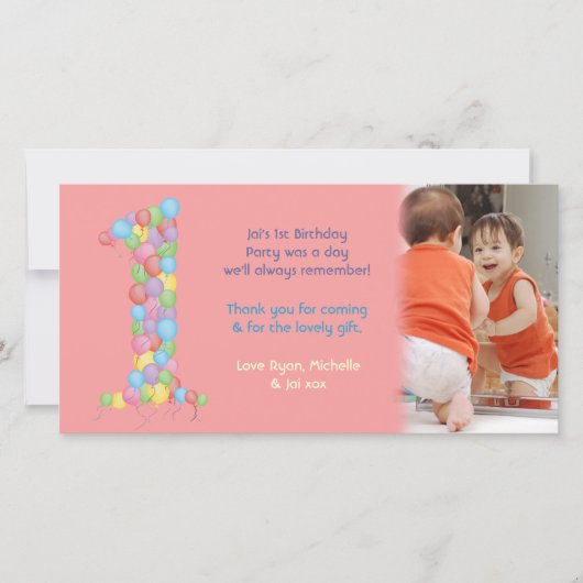 Carte photo de Merci d'anniversaire de bébé de (Devant)