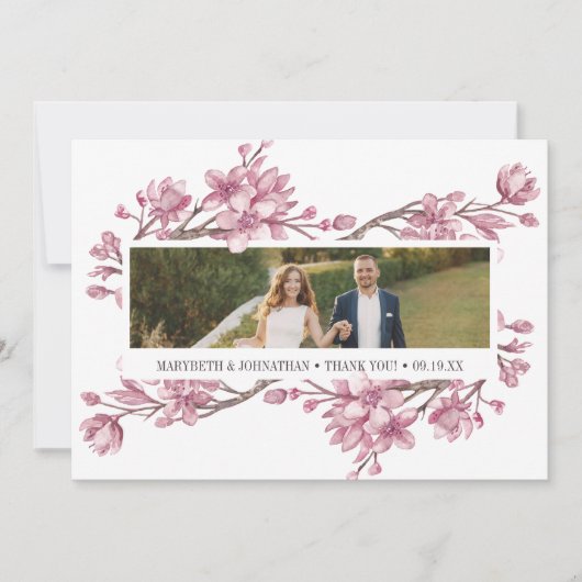 Carte photo de Merci de fleurs de cerisier rose (Devant)