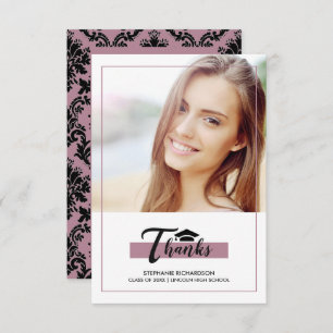Carte photo de Merci de graduation noir violet
