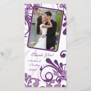 Carte photo de Merci de Mariage de fleurs violet e
