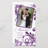 Carte photo de Merci de Mariage de fleurs violet e (Devant / Derrière)
