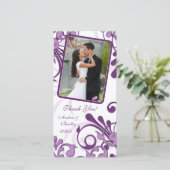 Carte photo de Merci de Mariage de fleurs violet e (Debout devant)