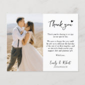 Carte photo de Merci de Mariage de script de coeur (Devant)