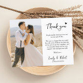 Carte photo de Merci de Mariage de script de coeur