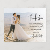 Carte photo de Merci de Mariage de script élégant (Devant)