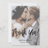 Carte photo de Merci de Mariage de script lettres  (Devant)