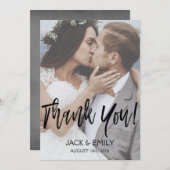 Carte photo de Merci de Mariage de script lettres  (Devant / Derrière)