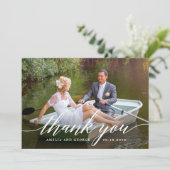 Carte photo de Merci de Mariage de script moderne (Debout devant)